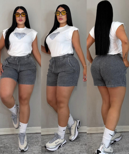 Set corazon rayas shor tai day